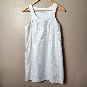 Maje Cream Shimmer Cotton/Lurex Shimmer Tank Mini Dress-Size 2